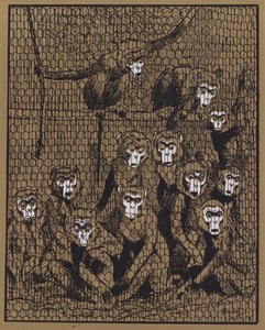 "Fångarna reste sig som en man och surrade in sig i ett verkligt fruktansvärt tillstånd av raseri" (färg litho) av John Hassall
