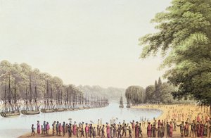 Flottan på Serpentine River, graverad av Matthew Dubourg (fl.1813-20) 1814