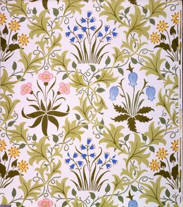 Celandine Tapetdesign, sent 1896 (träblock i färg på papper)