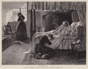 Forgiven, målning av John H Bacon utställd på Royal Academy 1891 (litho)