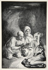 Havelock satte sig upp förvånad, ur "Hero Myths and Legends of the British Race" av M.I. Ebbutt, 1910