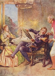 Katharina och Petruchio i The Taming of the Shrew från Childrens Stories från Shakespeare av Edith Nesbit (1858-1924) pub. av Raphael Tuck & Sons Ltd., London (bokillustration)
