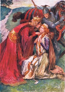 Drottning Guinevere välkomnar Enid, illustration till "Children