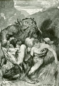 Ondskans demon, med sitt häftiga glupska, grep girigt tag i dem av John Henry Frederick after Bacon