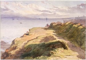 Nära Cullercoats (penna och akvarell på papper)