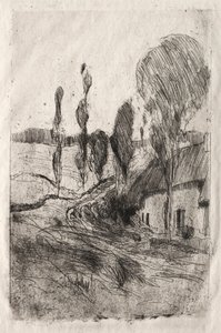 franskt landskap, ca. 1884-89. av John Henry Twachtman