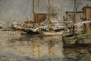 Ostronbåtar, North River av John Henry Twachtman