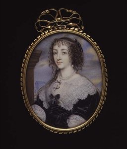 Nr 3862 Drottning Henrietta Maria, hustru till kung Karl I, ca 1640 (vellum på spelkort)