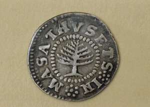 Pine Tree Shilling, 1667-1682 (silver) av John Hull