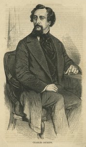 Charles Dickens, graverad av Bobbett-Hooper, från Harpers New Monthly Magazine, ca 1864.