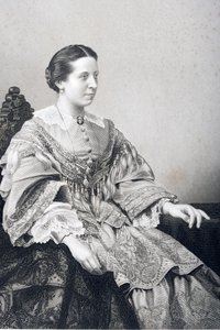 Clara Novello (1818-1908) graverad av D.J. Pound från ett fotografi, från "The Drawing-Room of Eminent Personages, Volume 2", utgiven i London 1860. av John Jabez Edwin Paisley Mayall