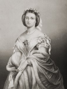 H.K.H. Prinsessan Victoria Adelaide Maria Louisa (1840-1901), prinsessan Royal av England, graverad av D.J. Pound efter ett fotografi, från "The Drawing-Room of Eminent Personages, Volume 2", publicerad i Lo