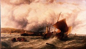 Fiske Luggers utanför Boulognes hamn