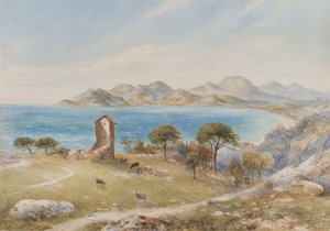 Utsikt över Esterelles-bergen från Cannes (wc på papper)