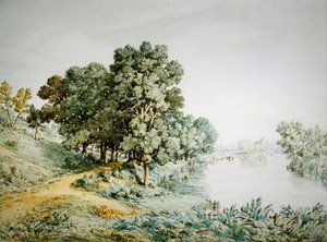 Postwick Grove on the River Yare (akvarell på papper)