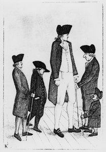 Byrne, den irländska jätten, Mr. Watson, Mr. McGowan, Mr. Fairholme och Geordie Cranstoun, 1784 av John Kay