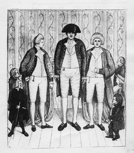 Tre jättar med en grupp åskådare, 1784 av John Kay