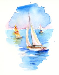 Segelbåtar, 2017, (akvarell)