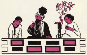 Illustration till berättelsen om Aladdin och den underbara lampan (färg litho)