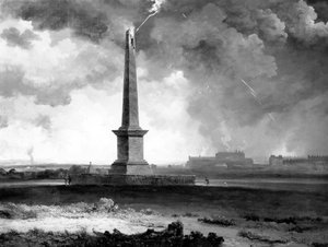 Nelsons monument träffad av blixten, c.1810