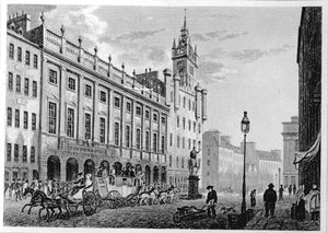 Utsikt över rådhuset, Exchange, Glasgow, graverad av Joseph Swan, 1828