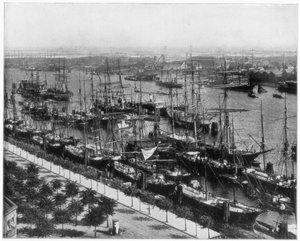Hamburgs hamn, Tyskland, sent 1800-tal.