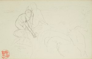 Achilles och Xanthus, från La Farge folios #849 och #860, en av 42 teckningar av John La Farge