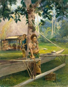 Porträtt av Faase, Taupo, eller officiella jungfru, av Fagaloa Bay, och hennes Duenna, Samoa, 1891.
