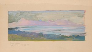 Ön Moorea ser över sundet från Tahiti, januari 1891, 1891. av John La Farge
