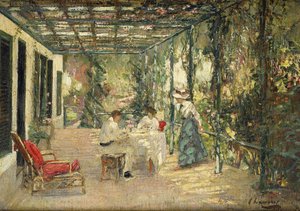 Frukost på terrassen av John Lavery