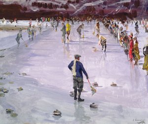 Curling i Wengen (olja på duk)