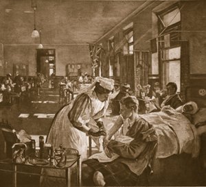 Sårad; London Hospital, 1914-19 av John Lavery