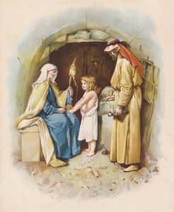 Kristus i snickarverkstaden (färglitografi) av John Lawson