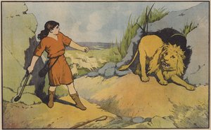 David, herdepojken, slåss mot lejonet