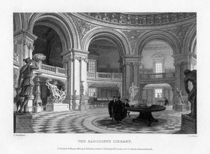 Interiör av Radcliffe Library, Oxford University, 1835.