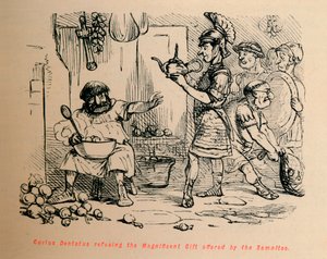 Curius Dentatus vägrade den magnifika gåvan som erbjöds av samniterna, 1852 av John Leech