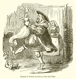 Henrys glädje över att ha en son och arvinge av John Leech