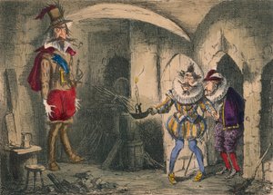 Upptäckten av Guido Fawkes av Suffolk och Mounteagle, 1850 av John Leech