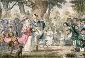 Henrik VIII och hans drottning "ut en majestädning" av John Leech