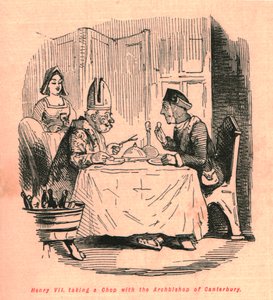 Henry VII tar en kotlett med ärkebiskopen av Canterbury, 1897. av John Leech