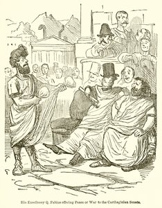 Hans excellens Q. Fabius erbjuder den karthagiska senaten fred eller krig av John Leech