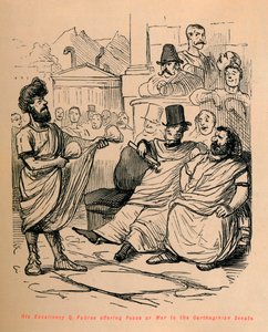 Hans excellens Q Fabius erbjöd fred eller krig till den karthagiska senaten, 1852 av John Leech
