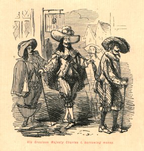 Hans nådiga majestät Charles I, lånade pengar, 1897. av John Leech