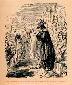 Kung Edward presenterar sin son som prins av Wales för sina undersåtar, c1860, c1860 av John Leech