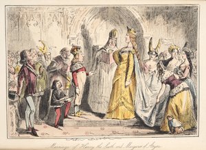 Henry VIs äktenskap, med Margareta av Anjou, från The Comic History of England, pub. 1864 (handfärgad etsning)