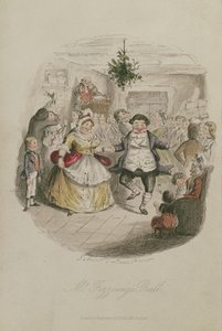 Mr Fezzywigs Ball, illustration från A Christmas Carol av Charles Dickens (1812-1870), pub.1843 (handfärgad gravyr)