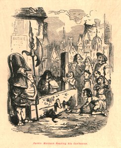 Perkin Warbeck läser sin bekännelse, 1897. av John Leech