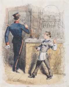 Pot Valiant: scen i en krog av John Leech