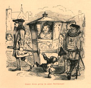 Drottning Anne kommer att öppna parlamentet, 1897. av John Leech