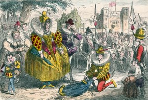 Drottning Elizabeth och Sir Walter Raleigh av John Leech